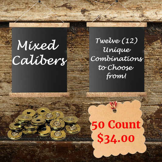 Mixed caliber bullet jewelry supplies with 50 count options for crafts with bullet casings