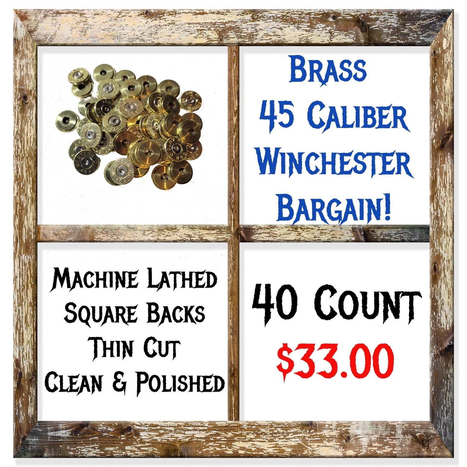 Bullet Jewelry Making Supplies: Brass Winchester 45 Slices