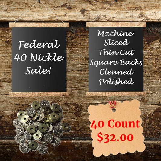 Nickel  Federal 40 Caliber Bullet Slices For Jewelry Making - 40 Count