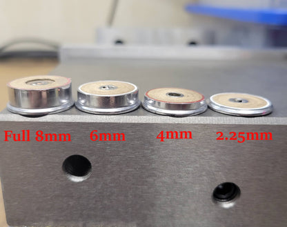 Federal 12 Gauge bullet casing jewelry DIY with various metal sizes displayed on a gray surface