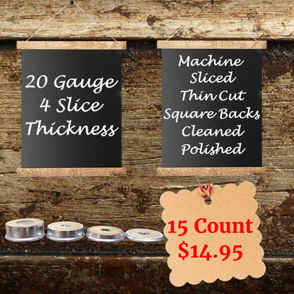 20 Gauge brass bullet jewelry supplies, 15 count, machine sliced, cleaned, and polished