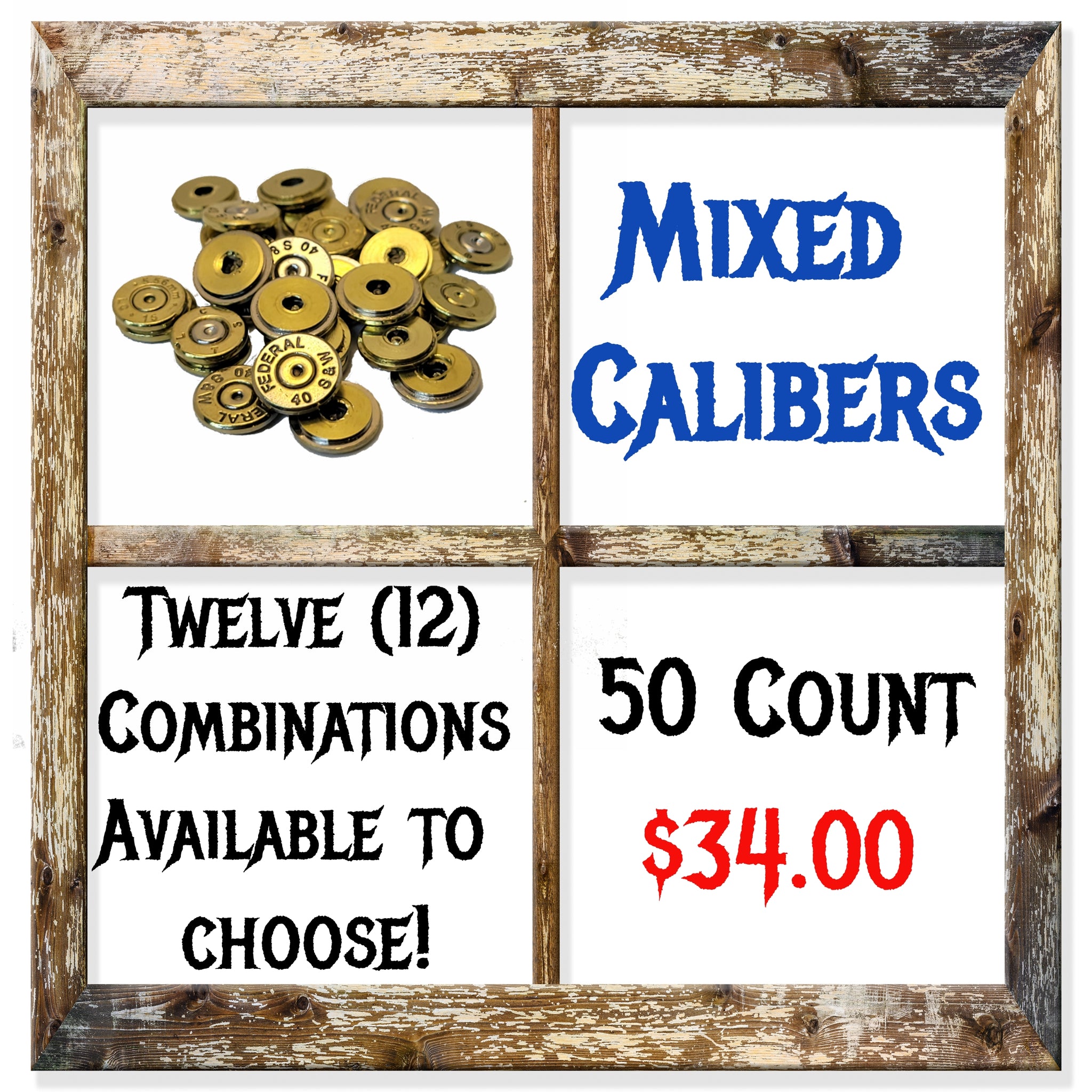 Mixed Bullet Calibers for Crafting with 50 Count and 12 Combinations Available to Choose