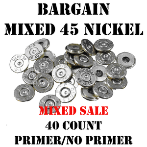 Mixed 45 Nickel Bullet Casings for DIY Jewelry Projects, 40 Count, Primer and No Primer Options