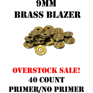9MM Brass Blazer Overstock Bullet Casings 40 Count Primer No Primer for sale